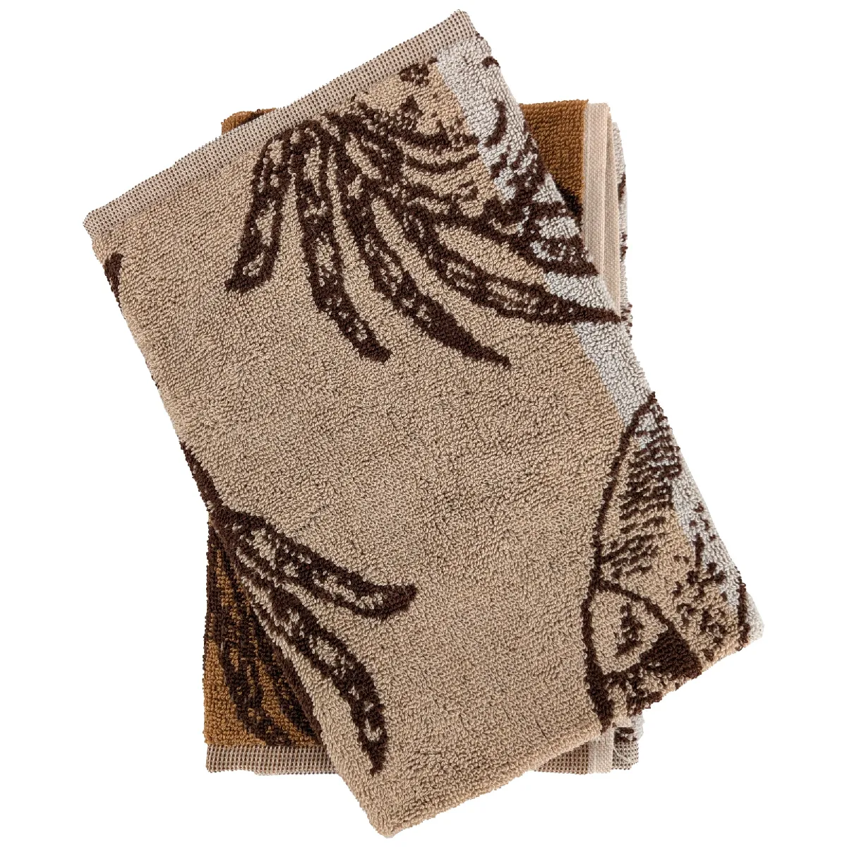 Lot De 2 Torchons De Cuisine 50x50 Cm Coton Atlantic Motif Aquatique Crabe Beige