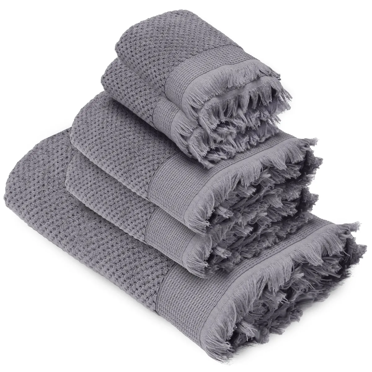 Parure De Bain Tethys 5 Pièces Micro-coton Gris Brume
