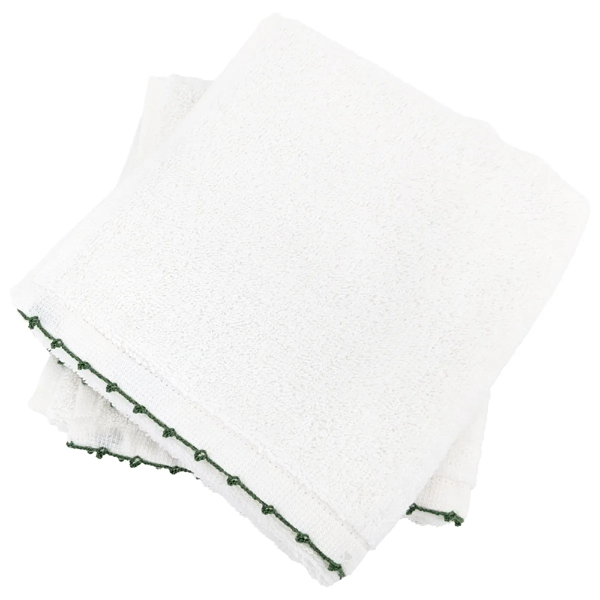 Lot De Deux Serviettes Invité 33x50 Cm Pur Coton Collection Orla Avec Picueta Vert