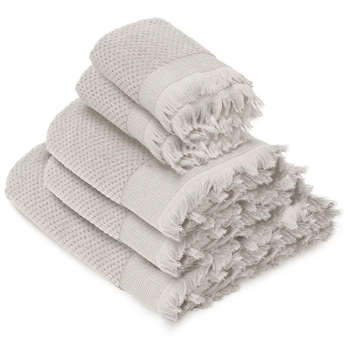Parure De Bain Tethys 5 Pièces Micro-coton Blanc Perle