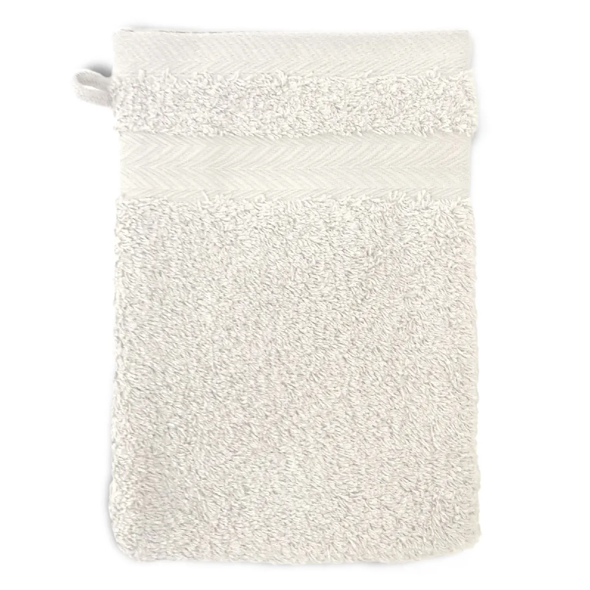 Gant De Toilette 16x21 Cm Royal Cresent Blanc Crème 650g/m2