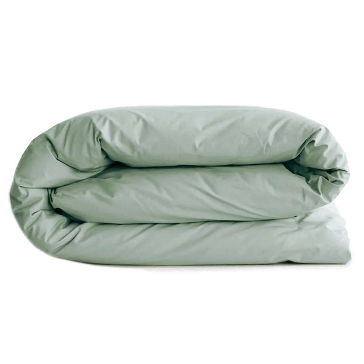 Housse De Couette Uni 280x240 Cm Percale De Coton Manoir Vert Lichen