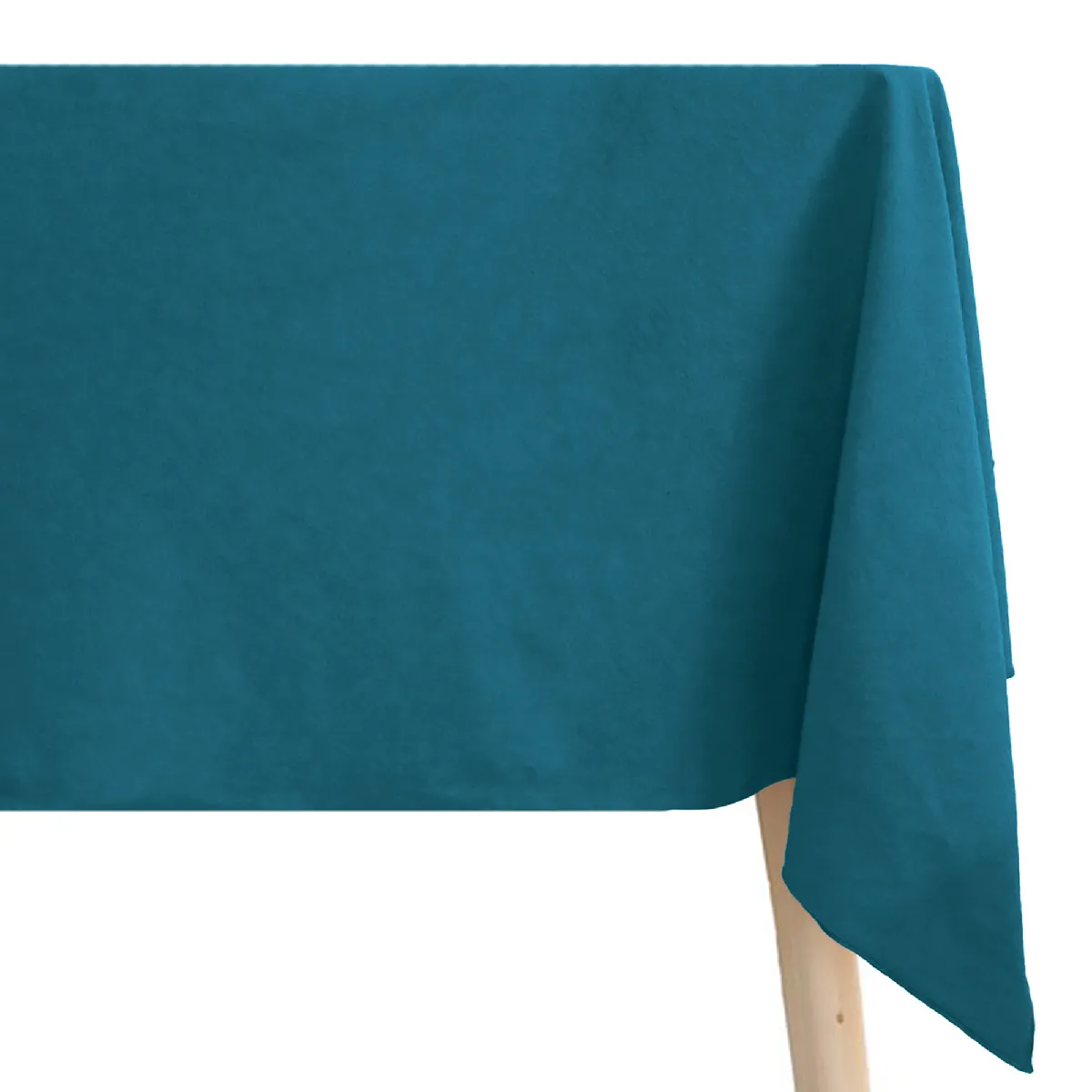Nappe Carré Coton Lavé 160x160 Cm Hono Bleu Lagon Finition Point Bourdon