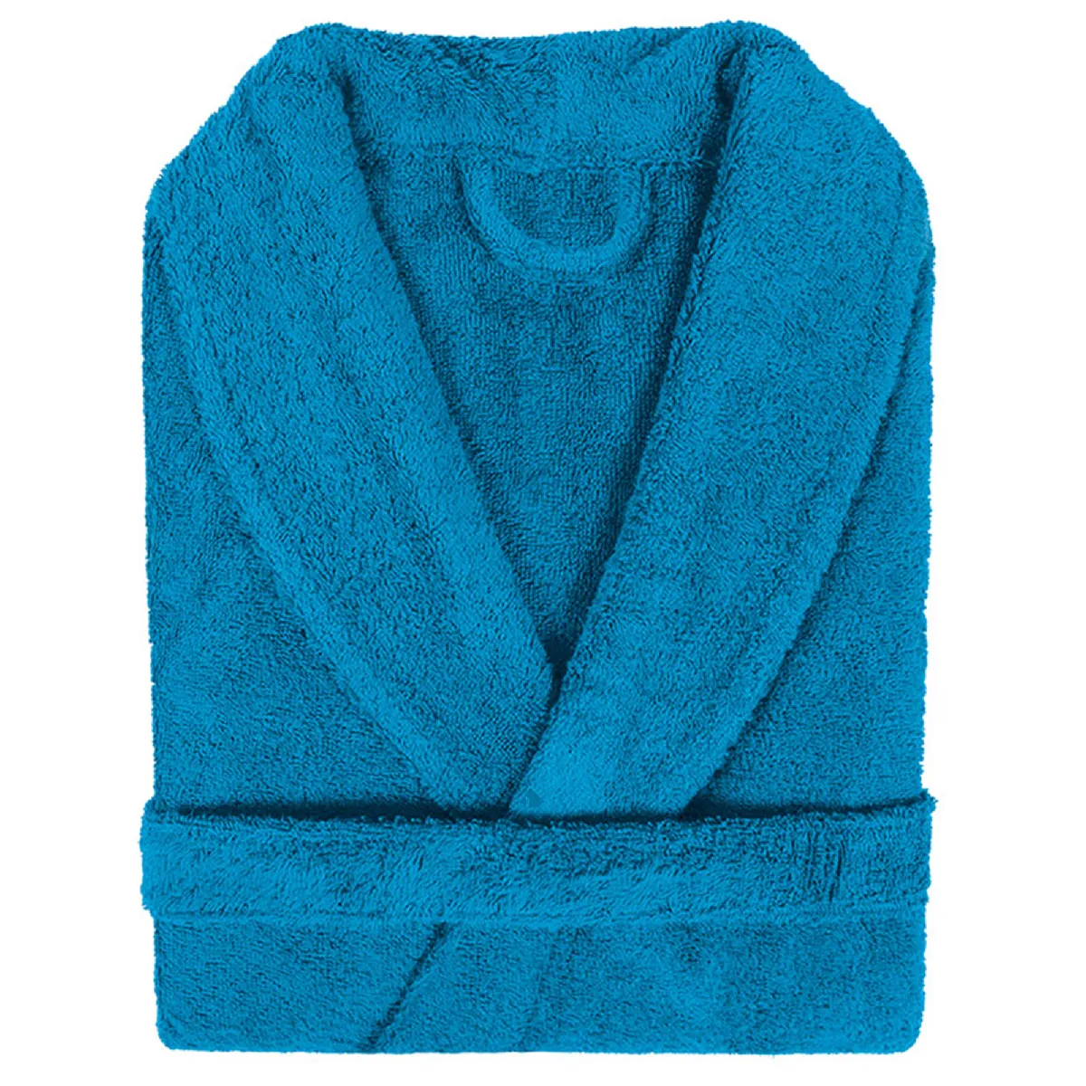 Peignoir Col Châle Adulte Pure Coton Xl Bleu Turquoise