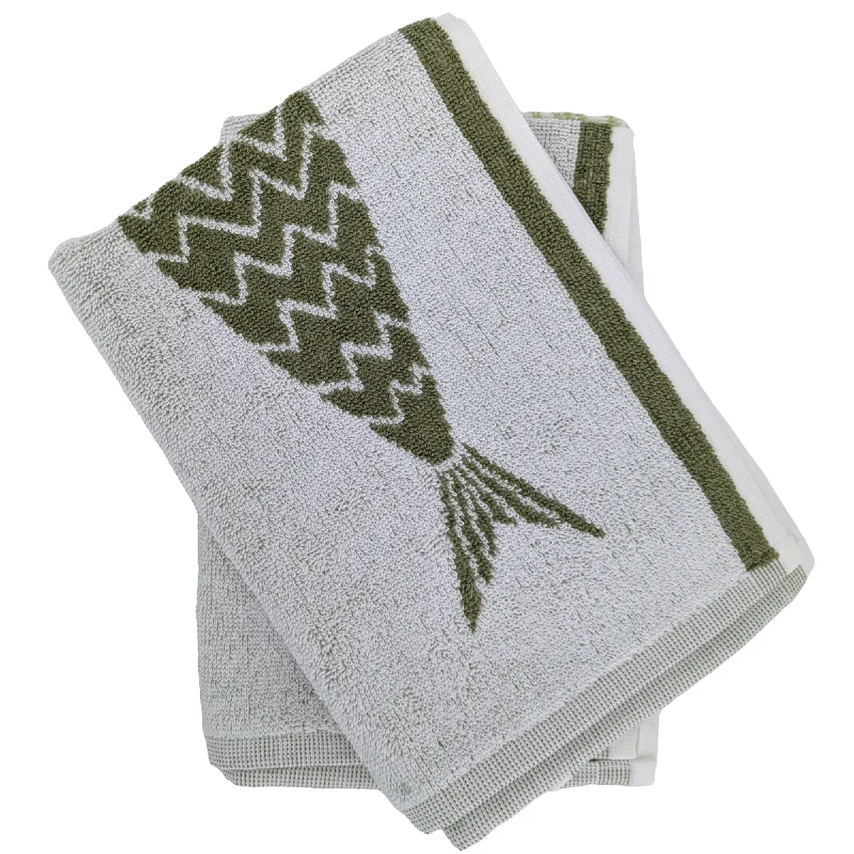 Lot De 2 Torchons De Cuisine Éponge 50x50 Cm Collection Maris Vert