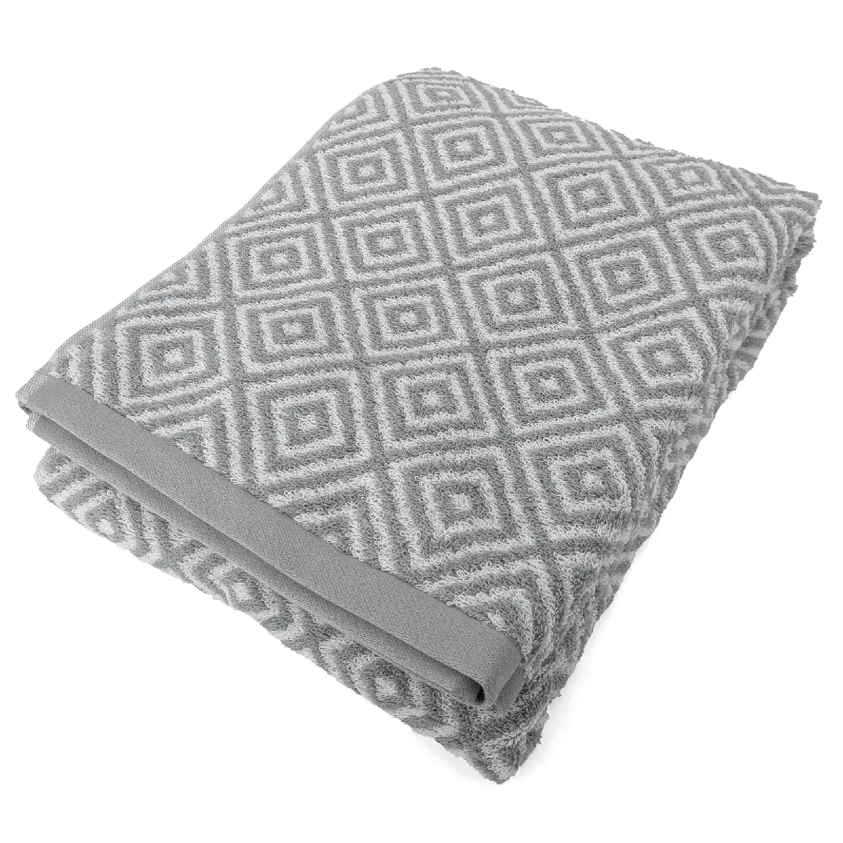 Drap De Bain 100x150 Cm Symetrie Coton Gris Losanges