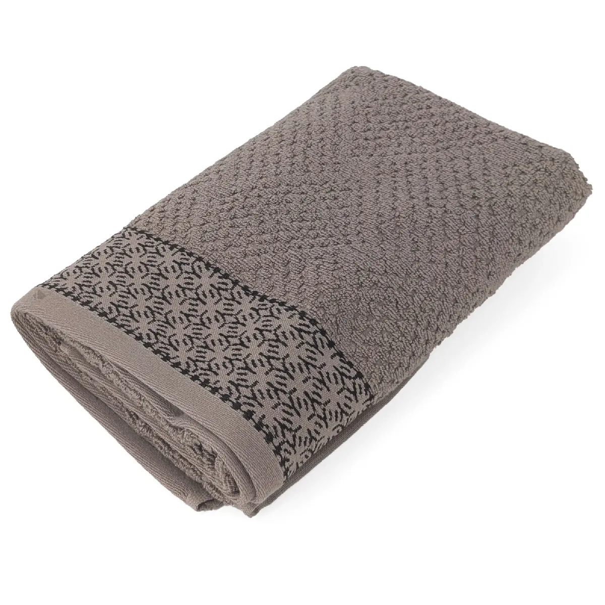 Serviette De Toilette 50x100 Cm Pur Coton Collection Osaka Fleurs Marron