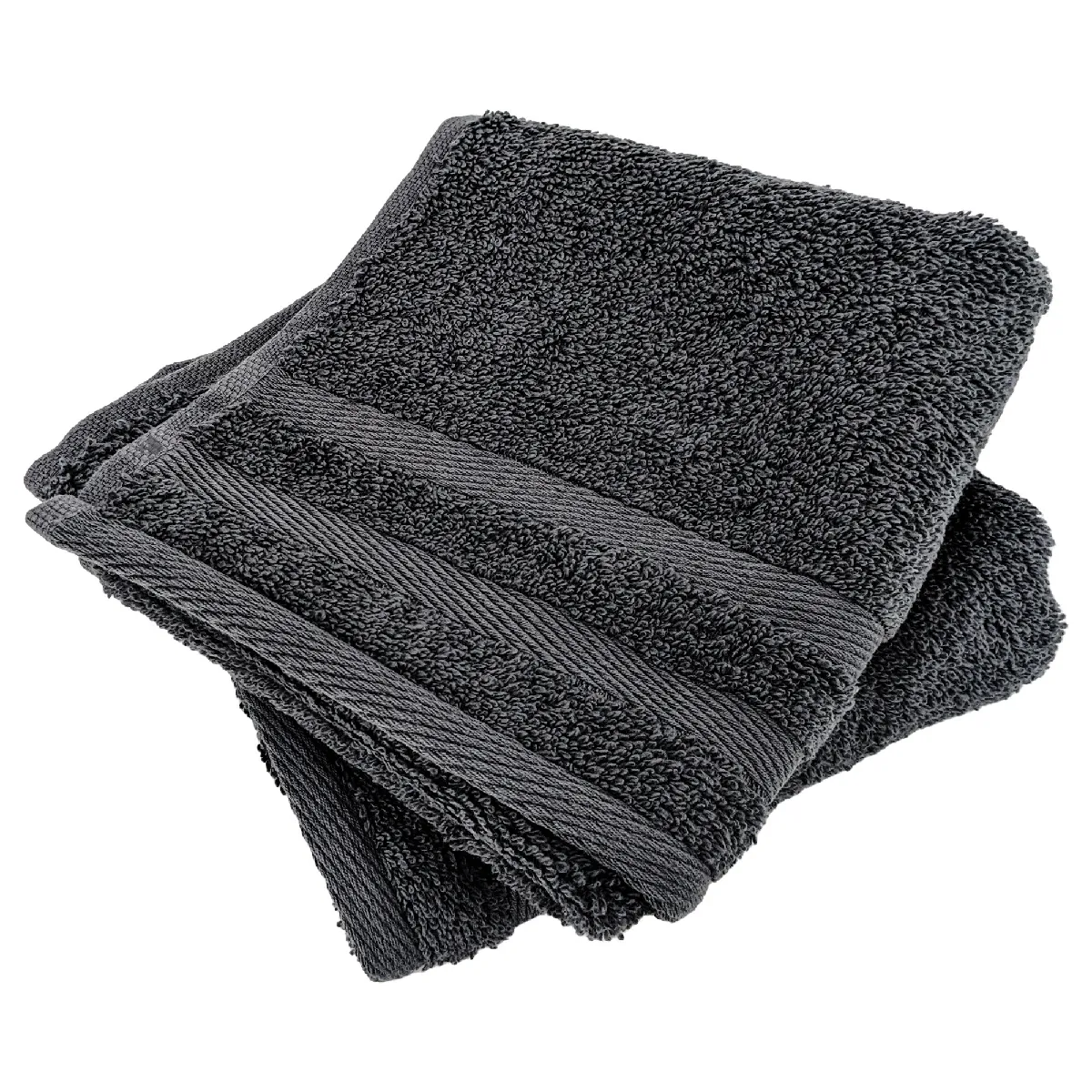 Lot De 2 Serviettes Invité 33x50 Cm Efficience Pure Noir Iron