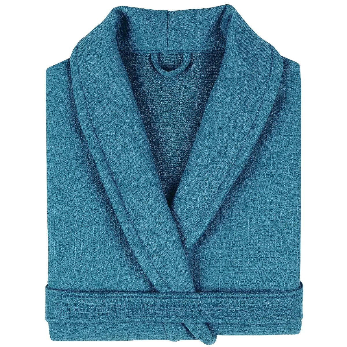 Peignoir Col Châle Adulte Natural Coton L Bleu Canard