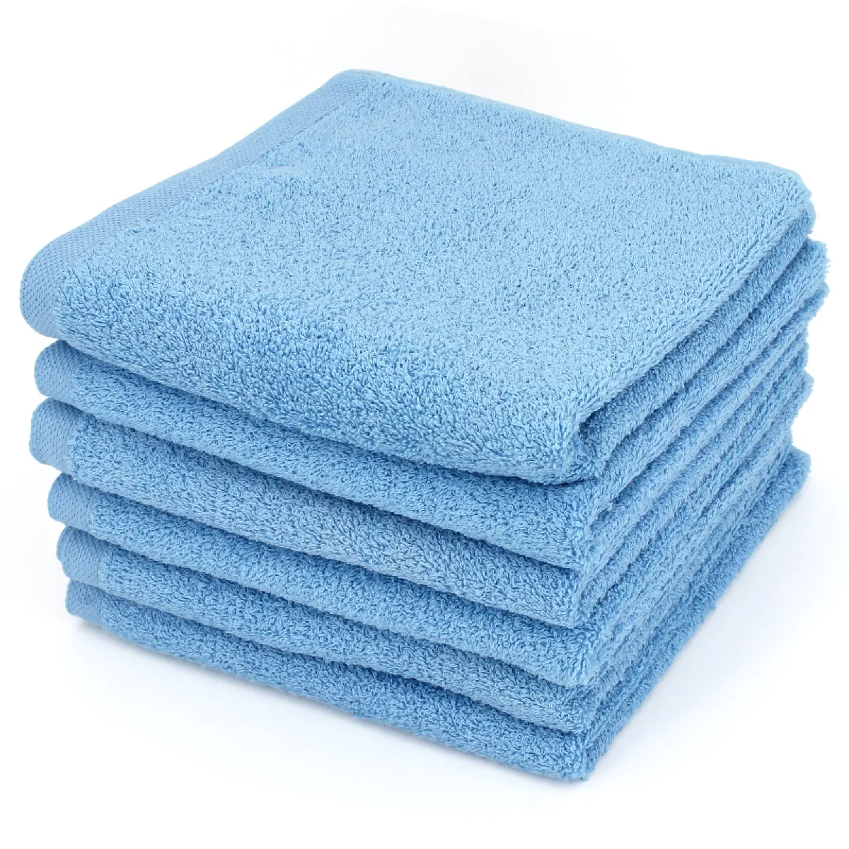 Lot De 6 Serviettes De Toilette 50x90 Cm Alpha Bleu Ciel