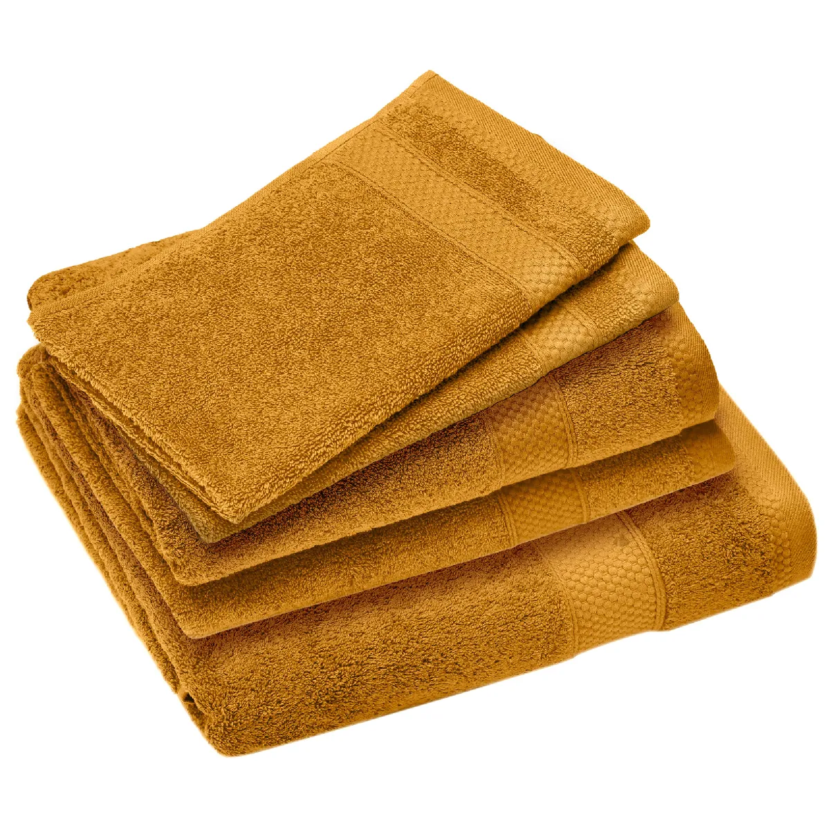 Parure De Bain Coton 550g/m2 Naïa Par Lot De 5 Jaune Cumin