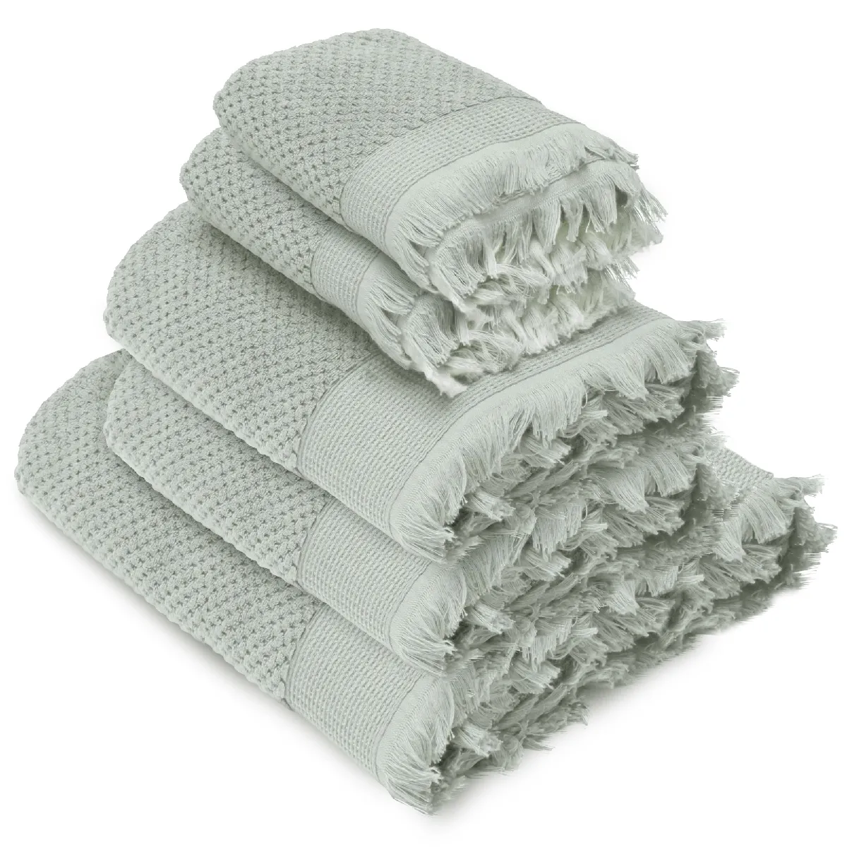 Parure De Bain Tethys 5 Pièces Micro-coton Vert Lichen