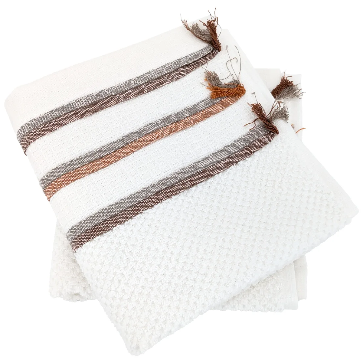 Lot De 2 Serviettes Invité 33x50 Cm Pur Coton Serata Blanc Jaune