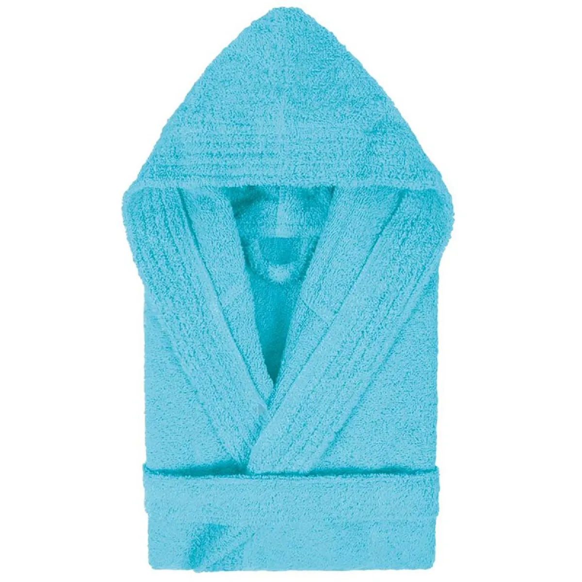 Peignoir À Capuche Enfant Pure Coton 14 Ans Bleu Océan