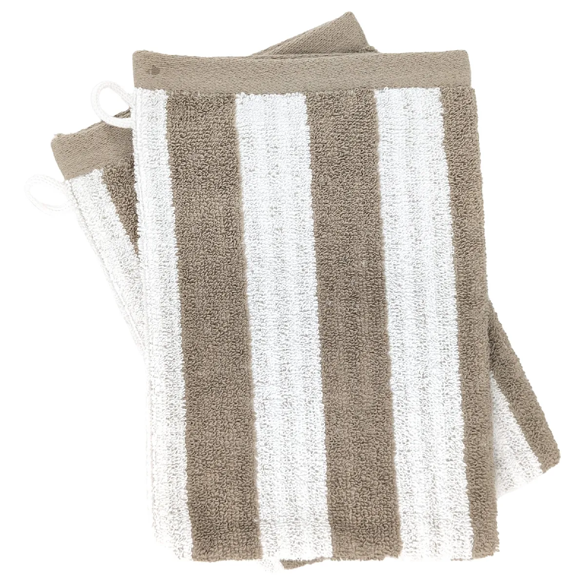 Lot De 2 Gants De Toilette 16x21 Cm Efficience Stripes Marron Roble