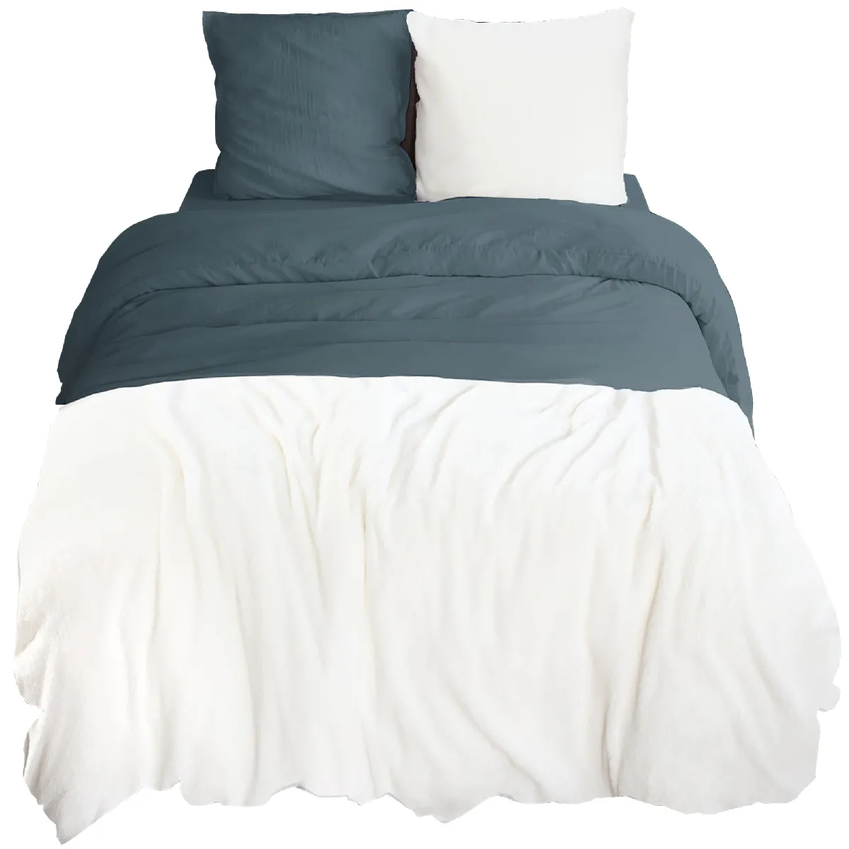 Parure De Lit 3 Pièces 260x240 Cm Microfibre Et Sherpa Sherpa Bleu