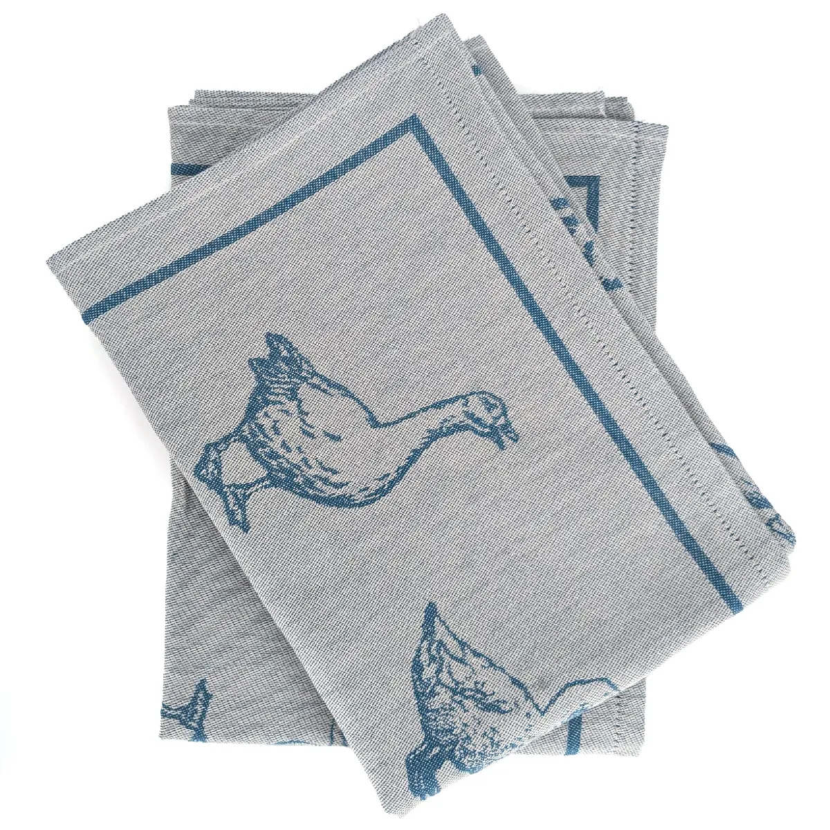Lot De 2 Torchons De Cuisine 50x70 Cm Coton Friends Motif Canards Bleu