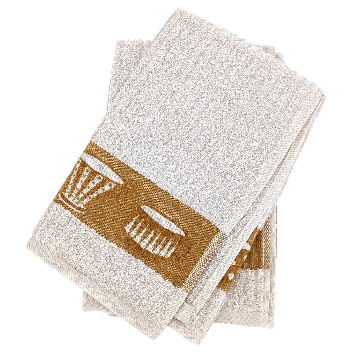 Lot De 2 Torchons De Cuisine Pur Coton 50x50 Cm Delicara Jaune