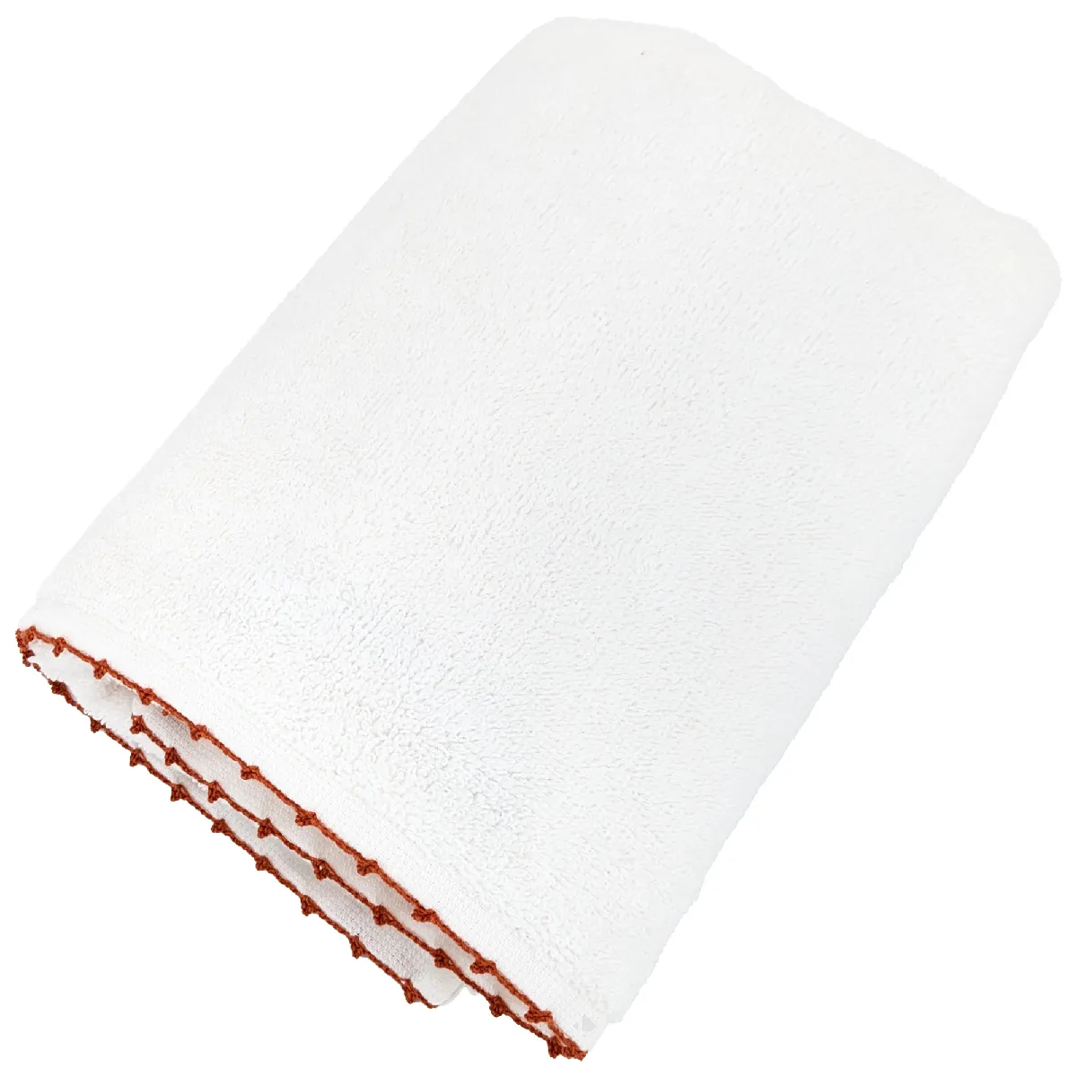 Serviette De Toilette 50x100 Cm Pur Coton Collection Orla Avec Picueta Orange