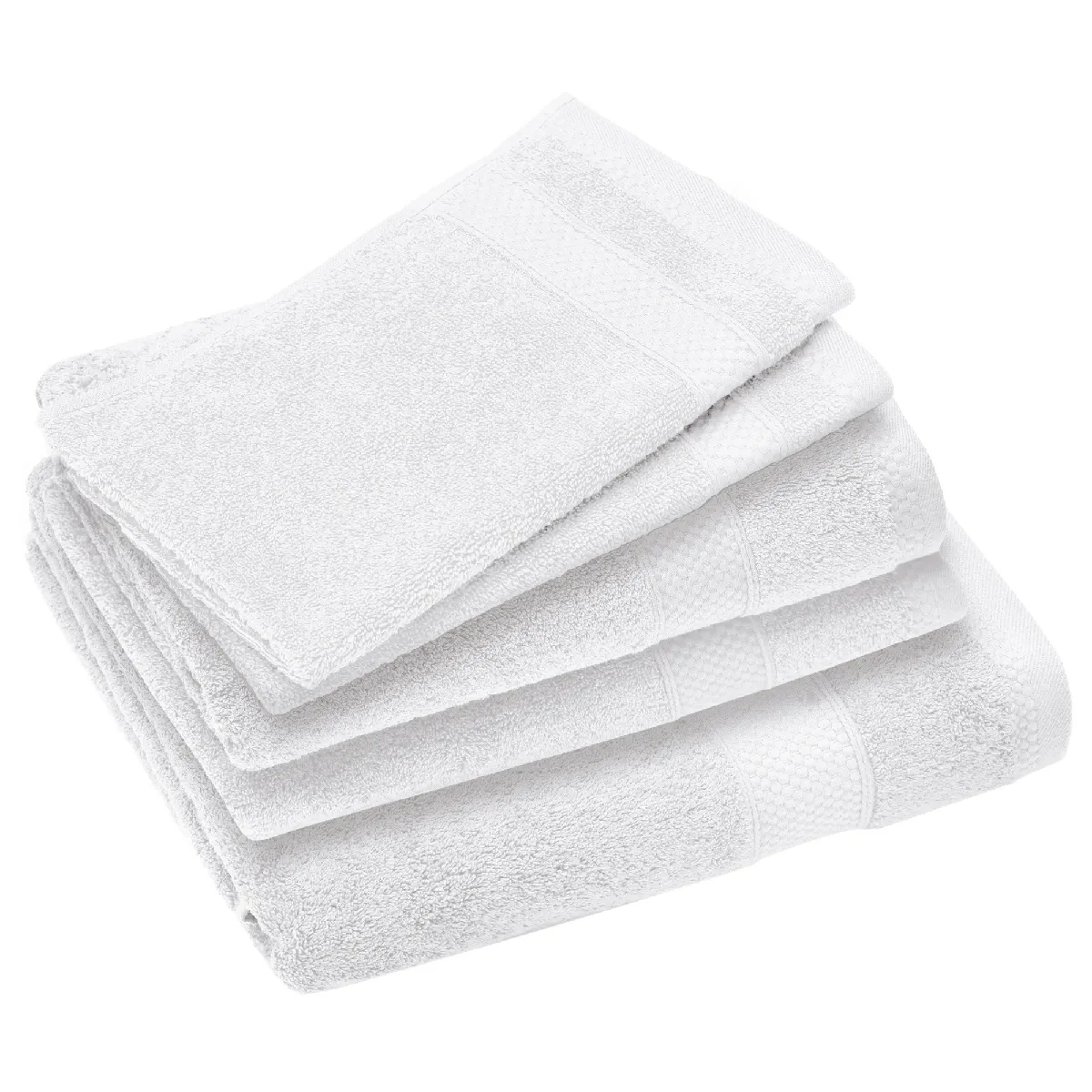 Parure De Bain Coton 550g/m2 Collection Naïa Par Lot De 5 Blanc