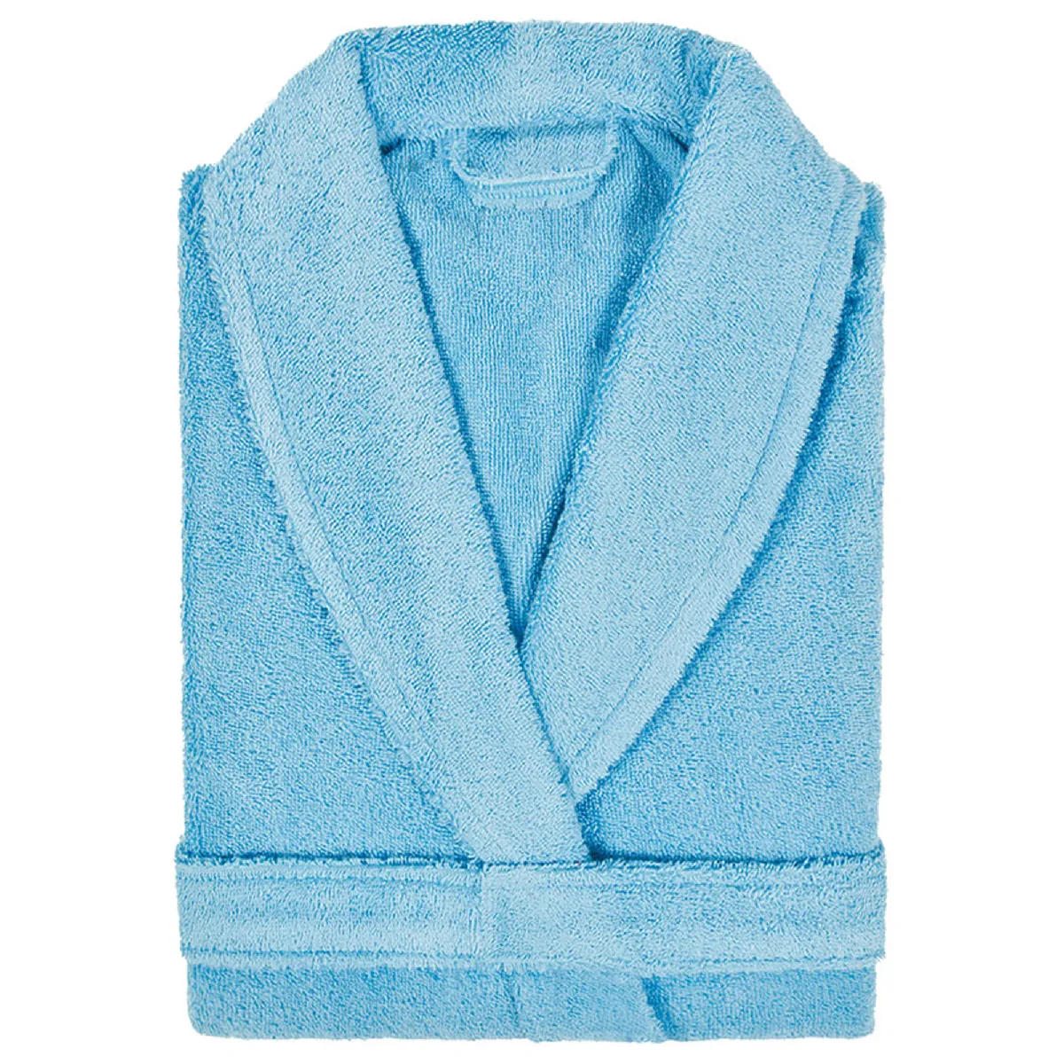 Peignoir Col Châle Adulte Pure Coton M Bleu Ciel