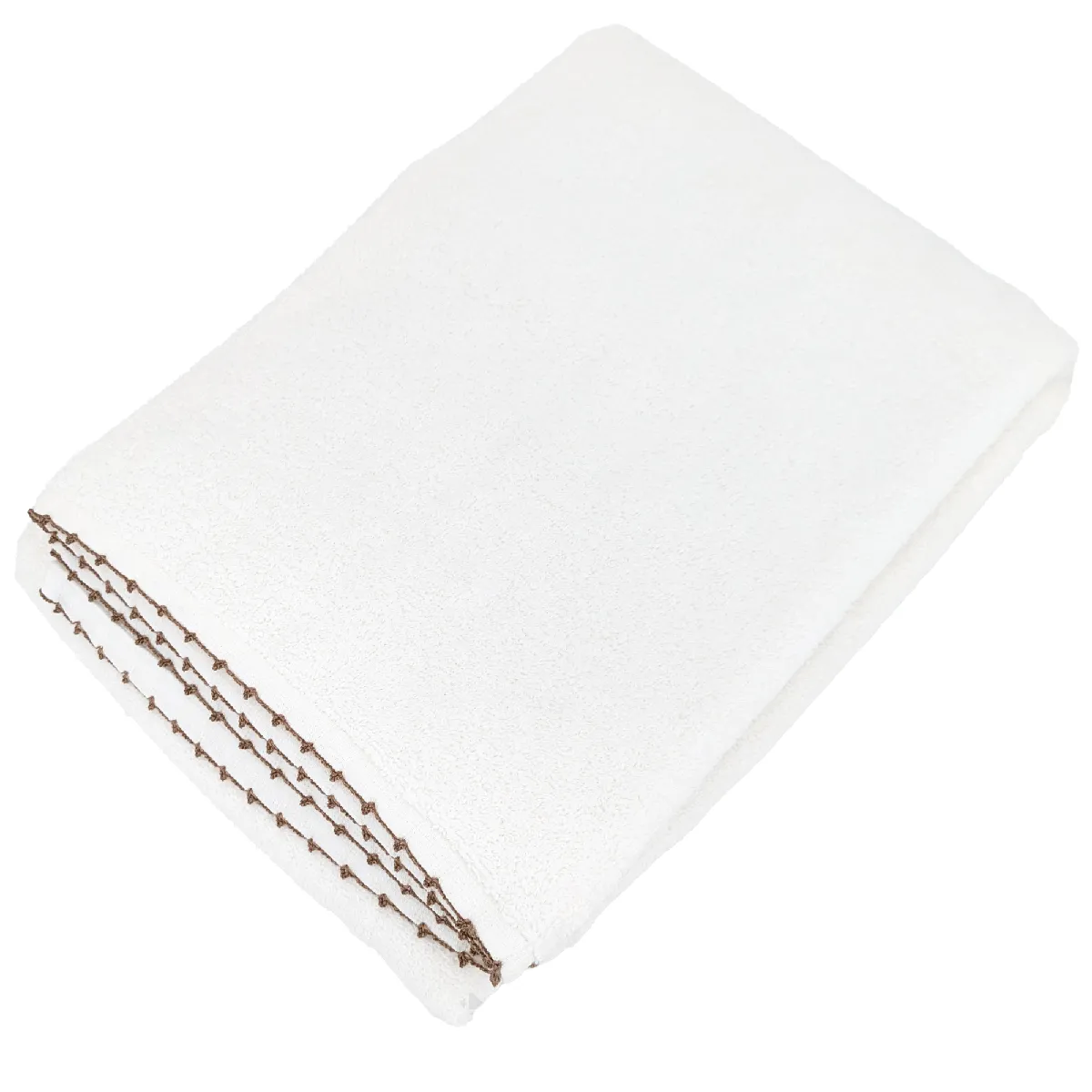 Drap De Bain 100x150 Cm Pur Coton Collection Orla Avec Picueta Beige