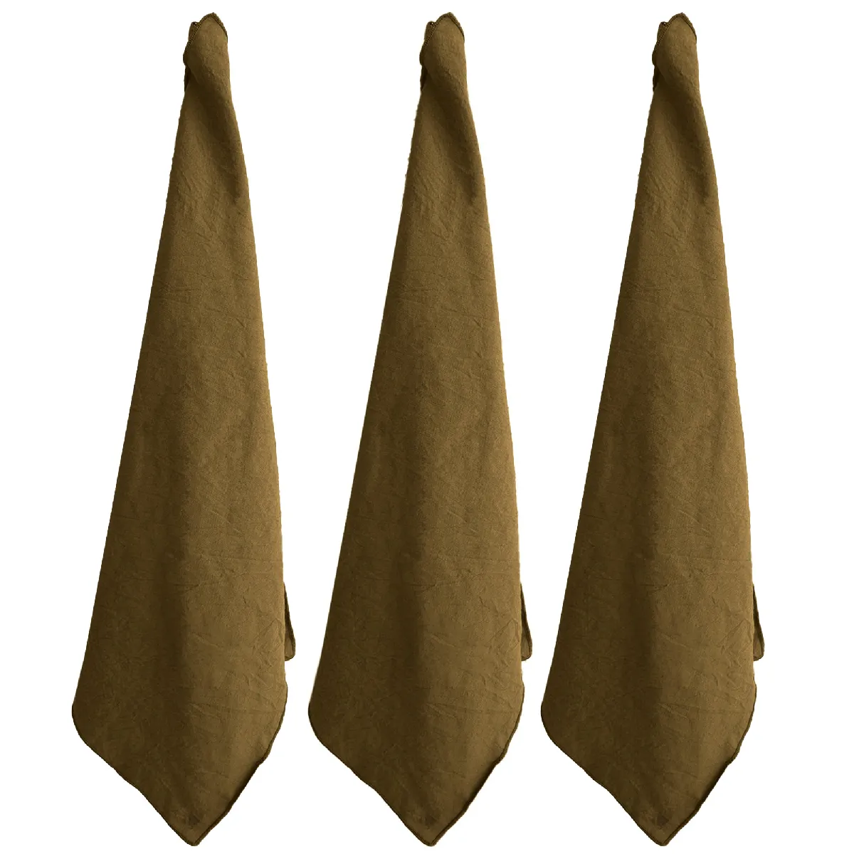 Lot De 3 Torchons De Cuisine Coton 50x70 Cm Hono Marron Foin