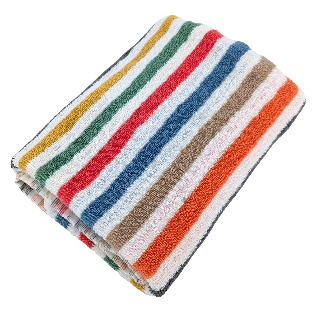 Serviette De Toilette 50x100 Cm Pur Coton Collection Risalto Rayures Multicolore