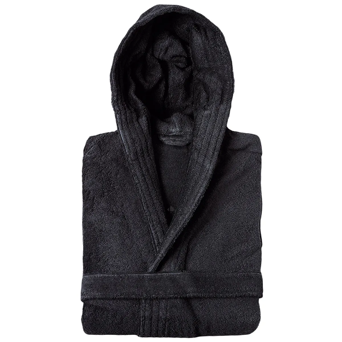 Peignoir À Capuche Adulte Pure Coton Xxl Noir