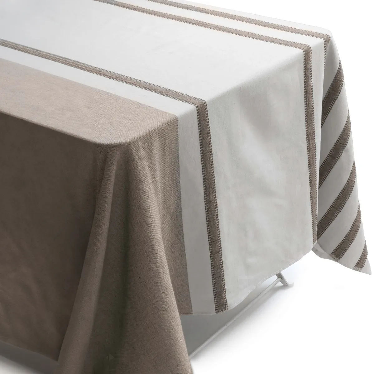 Nappe Rectangulaire En Polycoton 160x160 Cm Askel Marron Havane