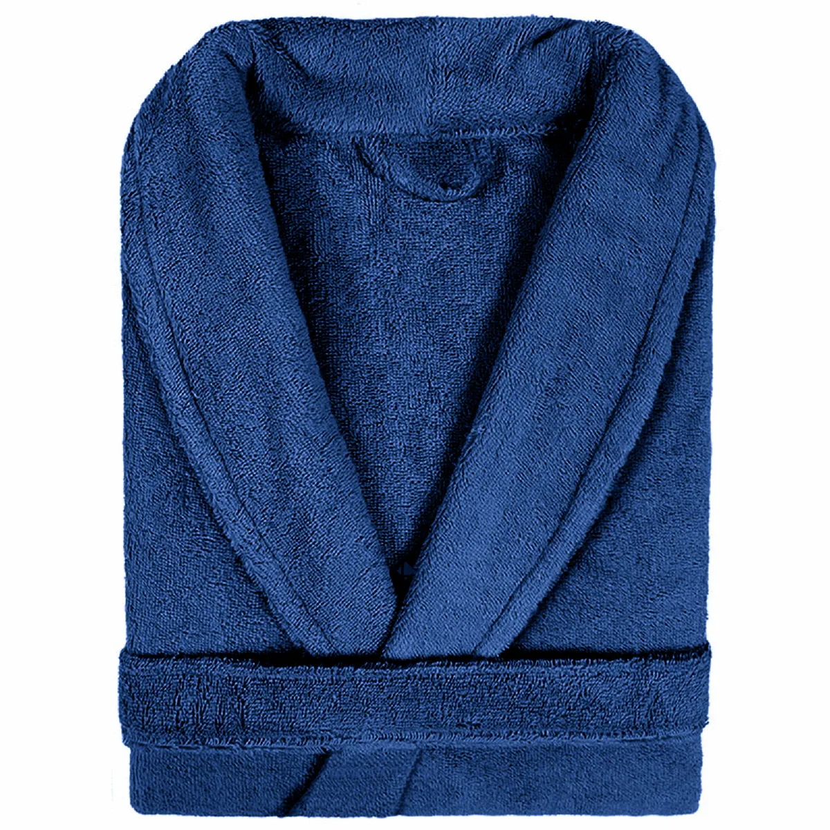 Peignoir Col Châle Adulte Pure Coton Xl Bleu Ultramar