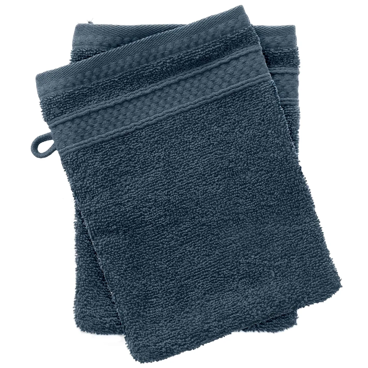 Lot De 2 Gants De Toilette Coton 550g/m2 Naïa Bleu Orage