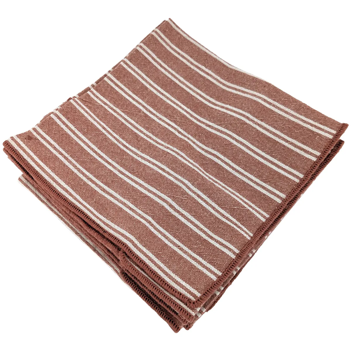 Lot De 6 Serviettes De Table Coton 42x42 Cm Lili Marron Terre Cuite