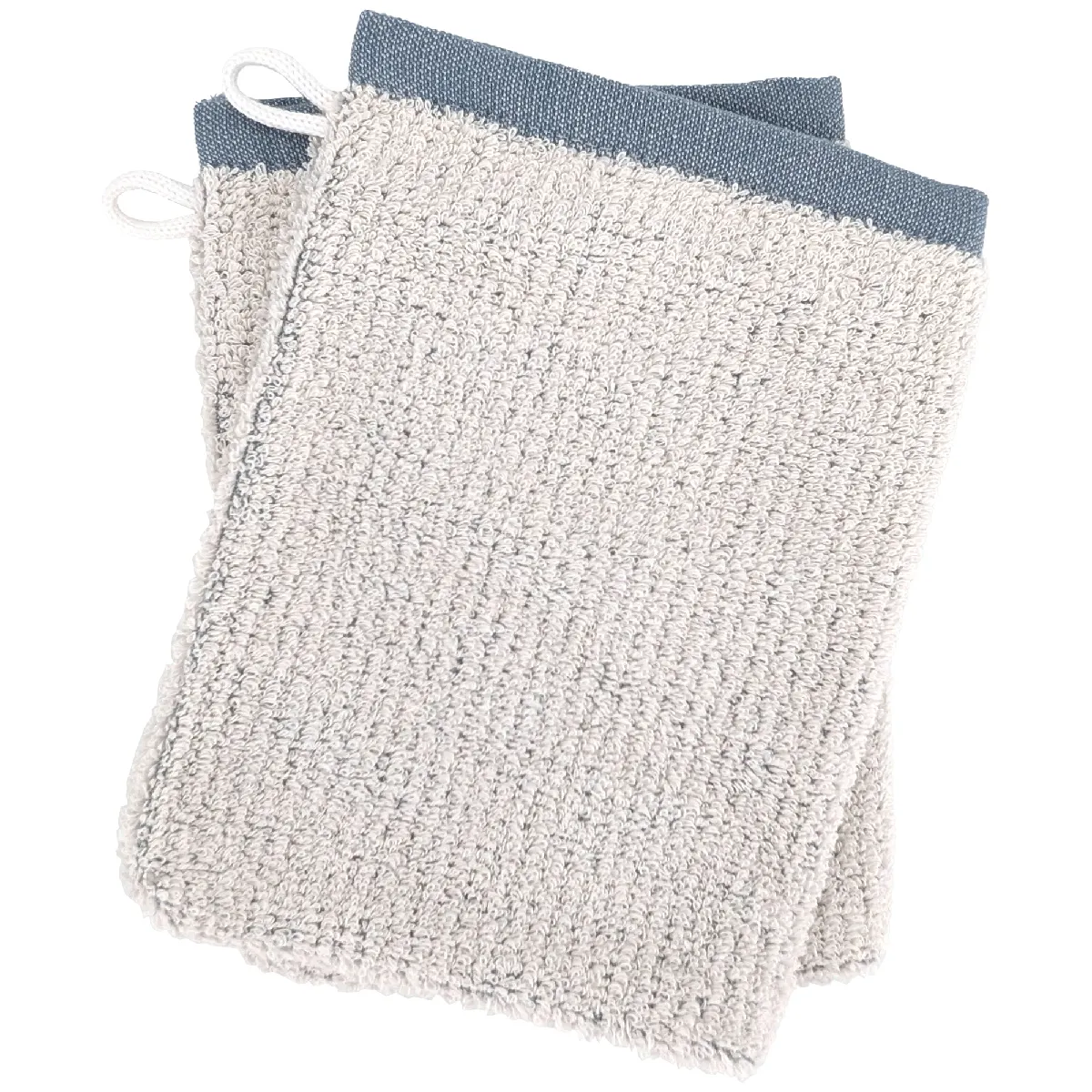 Lot De 2 Gants De Toilette 16x21 Cm Folium À Rayures Bleu Cérulé