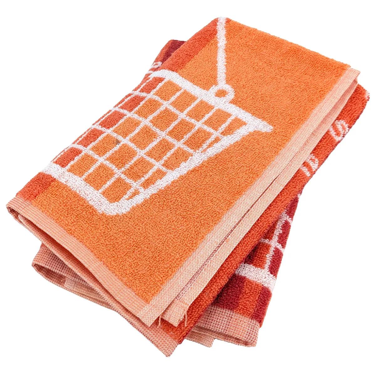 Lot De 2 Torchons De Cuisine Éponge Collection Basket 50x50 Cm Orange