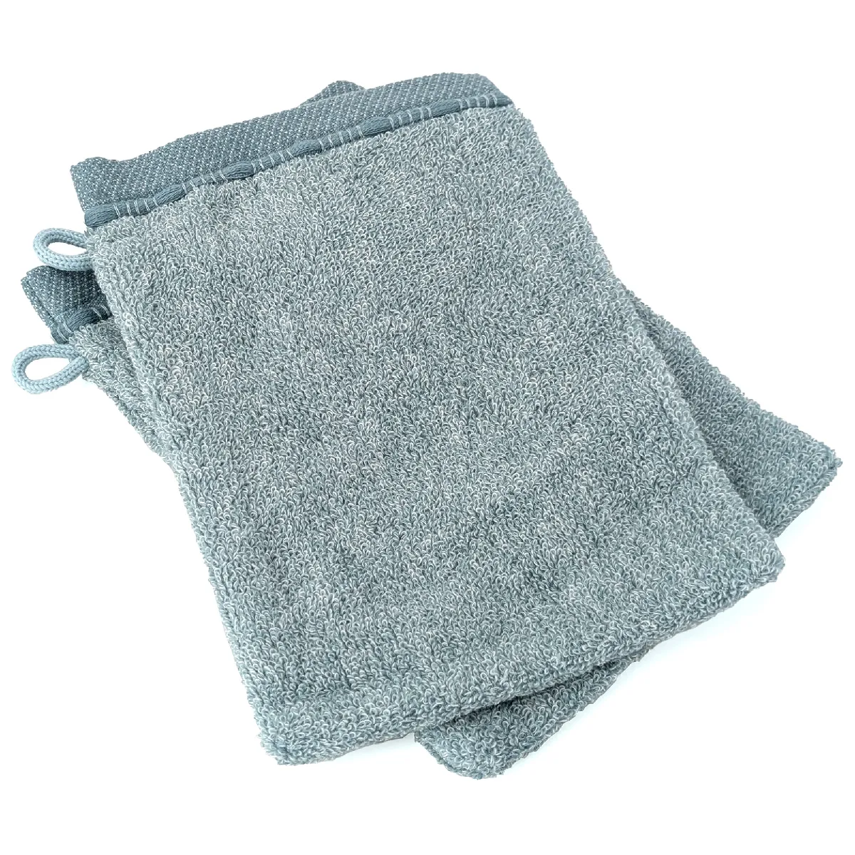 Lot De 2 Gants De Toilette Coton 16x21cm Vivid Vert Opaline