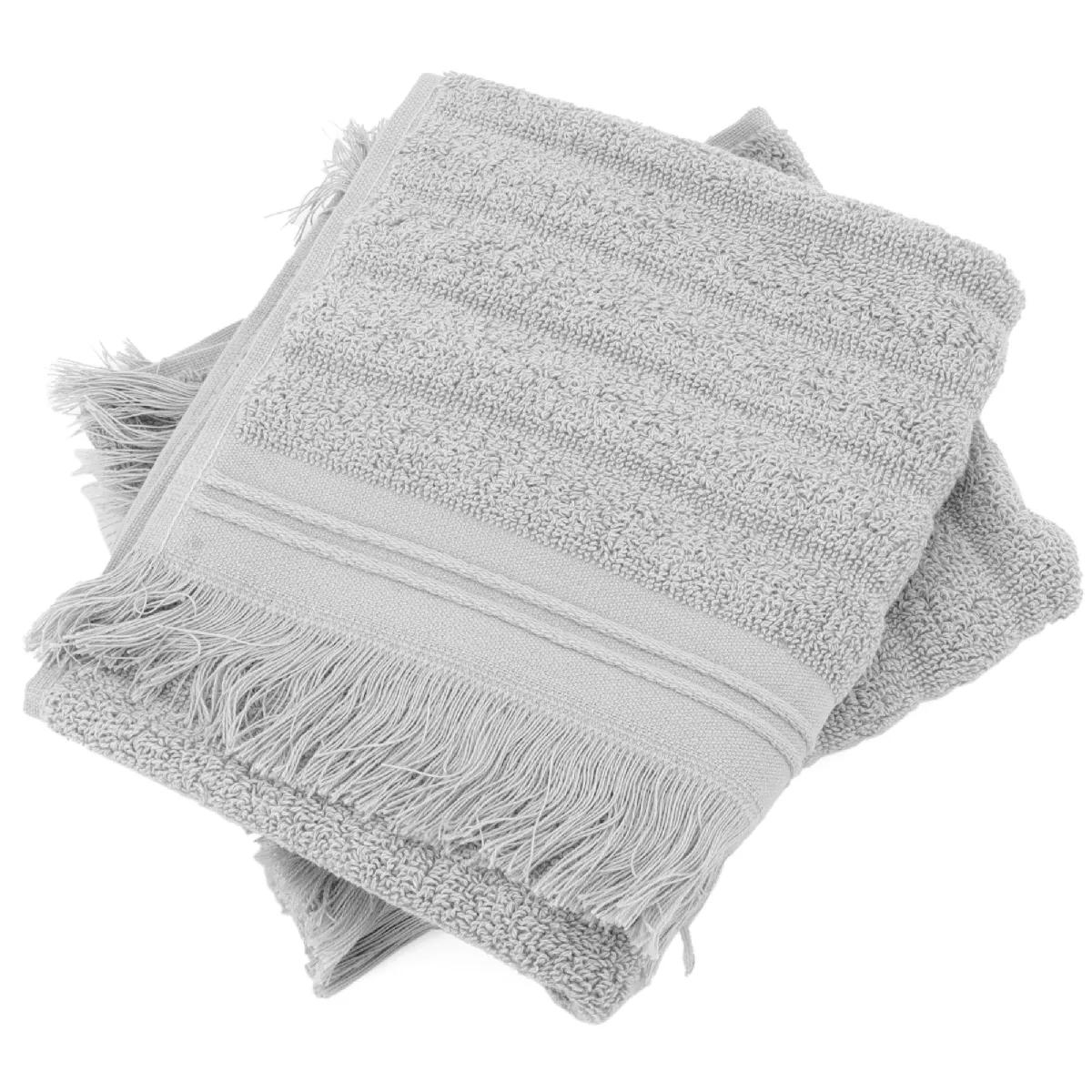 Lot De 2 Serviettes Invité 33x50 Cm Natural Stripes Gris Platine
