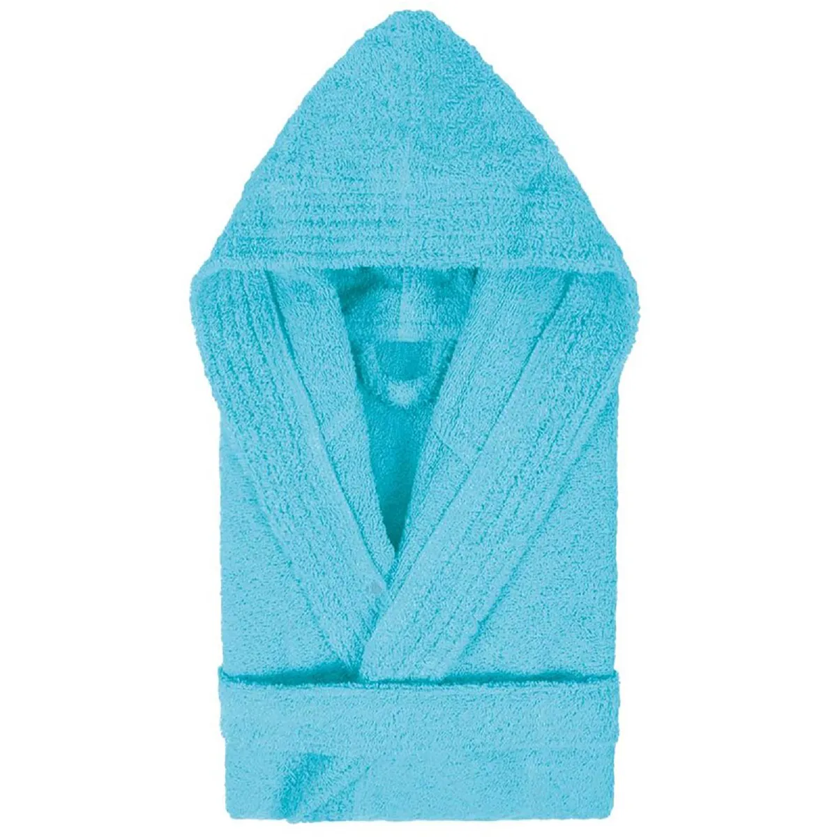 Peignoir À Capuche Enfant Pure Coton 2 Ans Bleu Océan