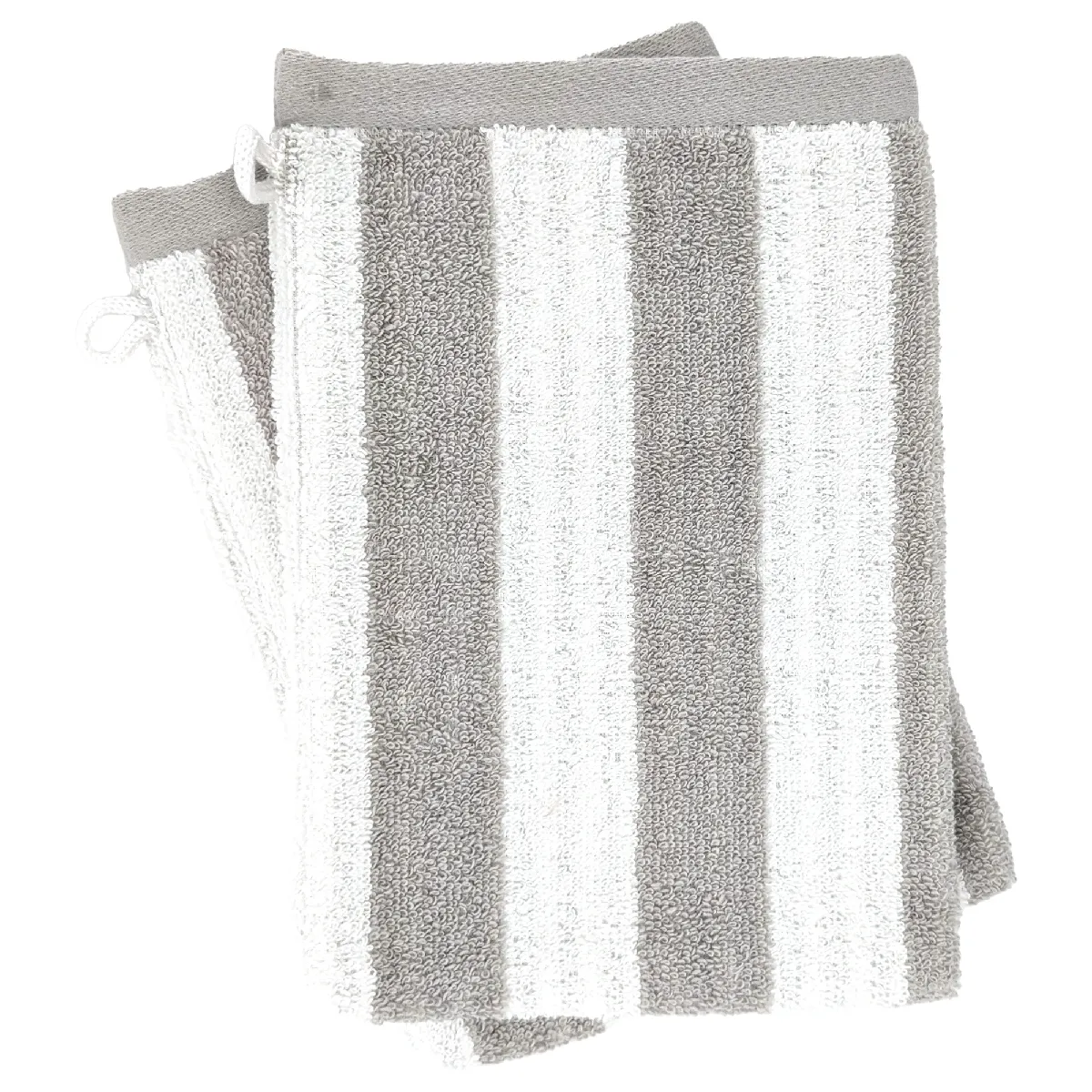 Lot De 2 Gants De Toilette 16x21 Cm Efficience Stripes Gris Lunar