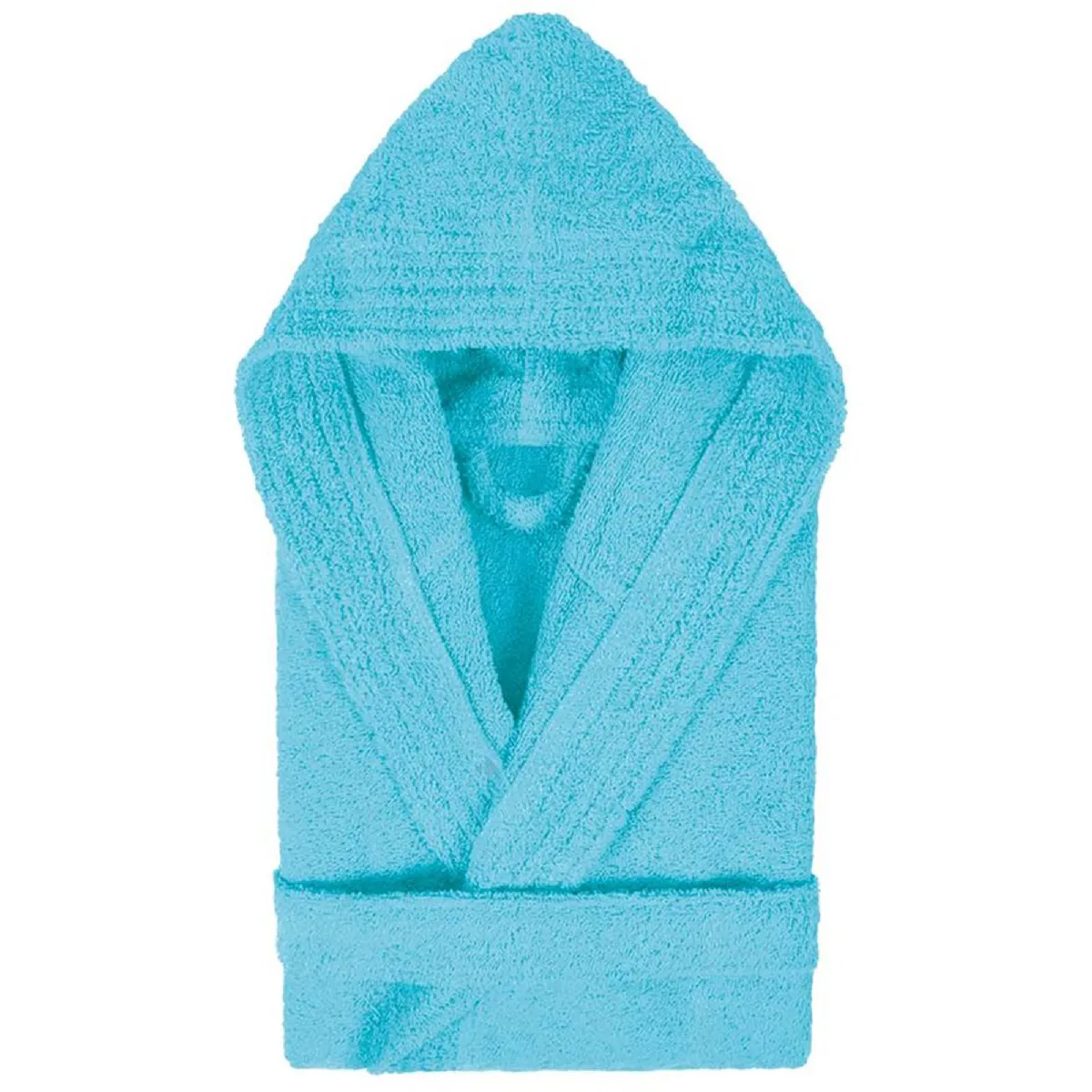 Peignoir À Capuche Enfant Pure Coton 10 Ans Bleu Océan