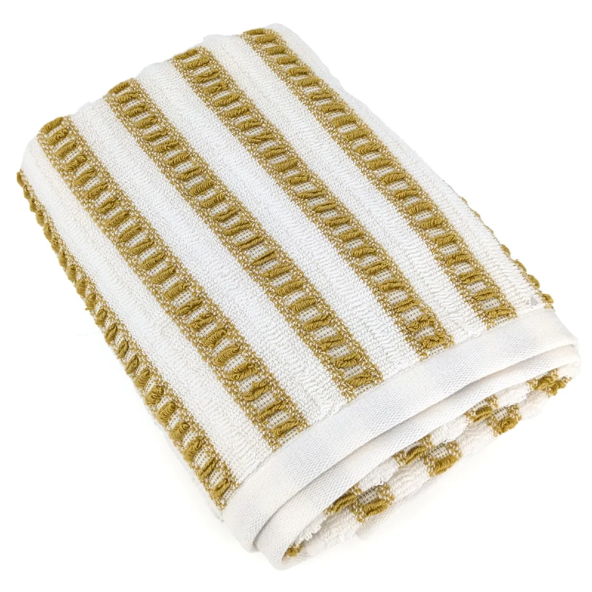 Serviette De Toilette Coton 50x100cm Santorini Rayures Jaune