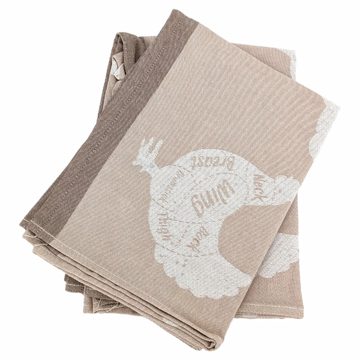 Lot De 2 Torchons De Cuisine Pur Coton 50x70 Cm Grilluxe Beige
