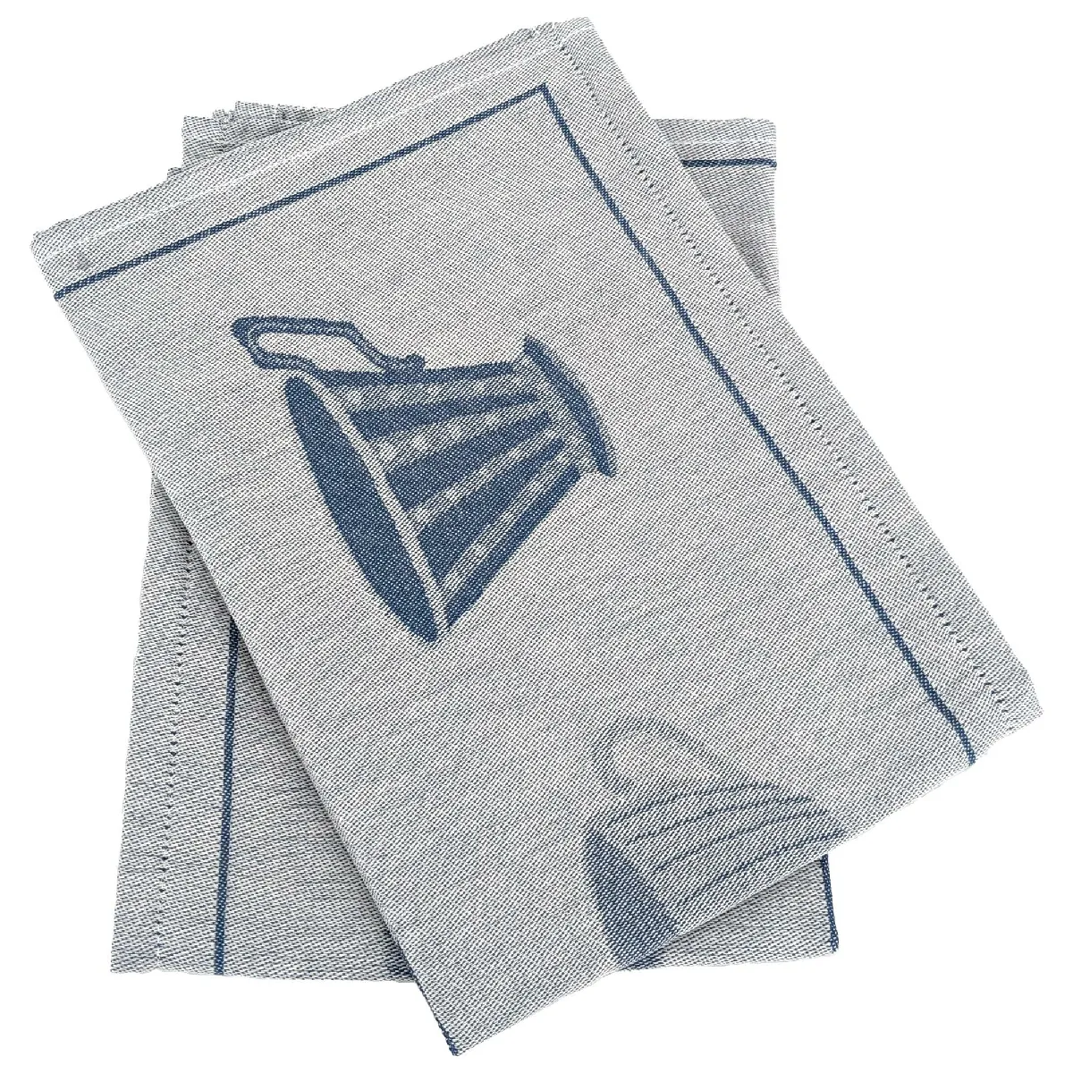 Lot De 2 Torchons De Cuisine Pur Coton 50x70 Cm Delicara Bleu