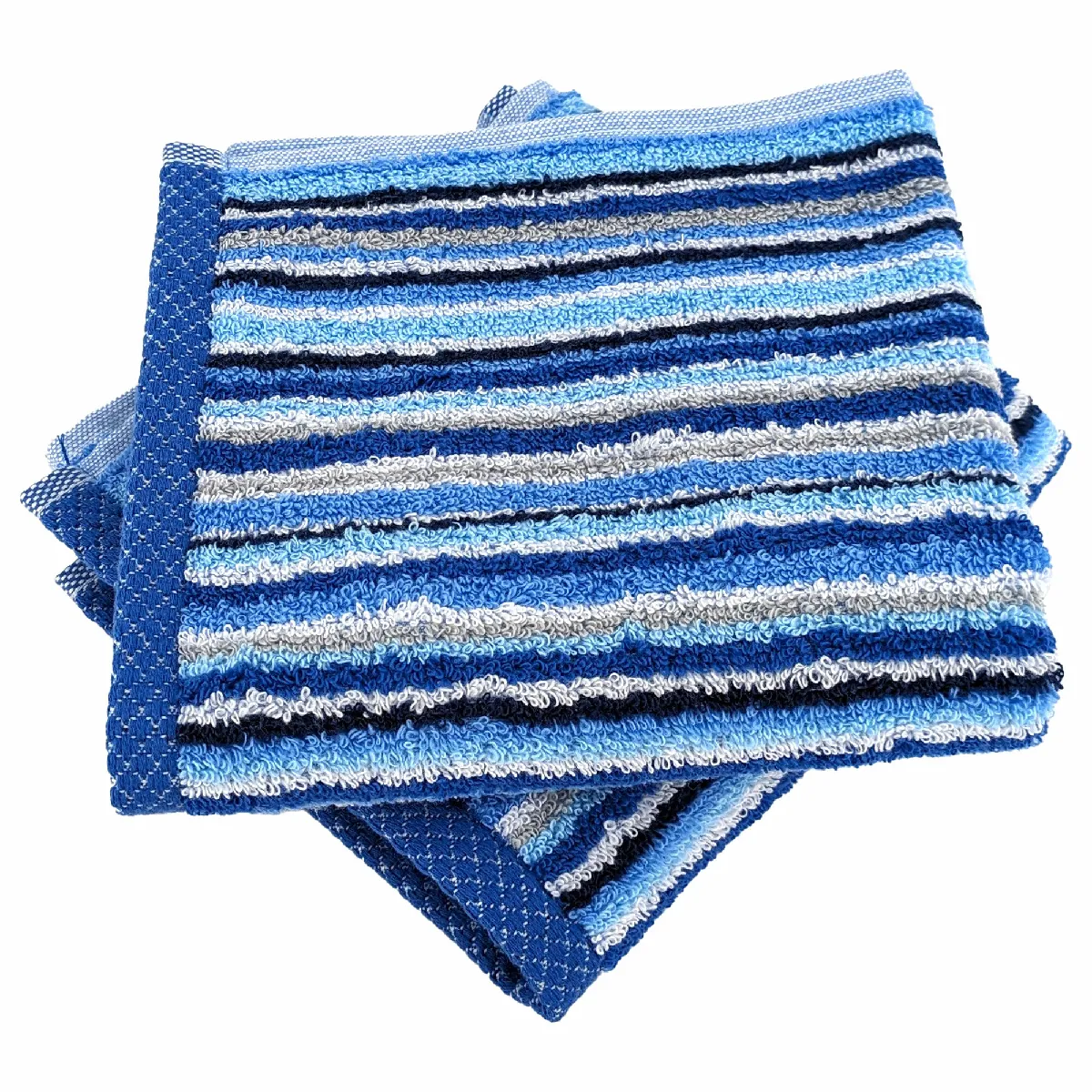 Lot De 2 Serviettes Invité Coton 500g/m2 Pure Stripes Ii Bleu