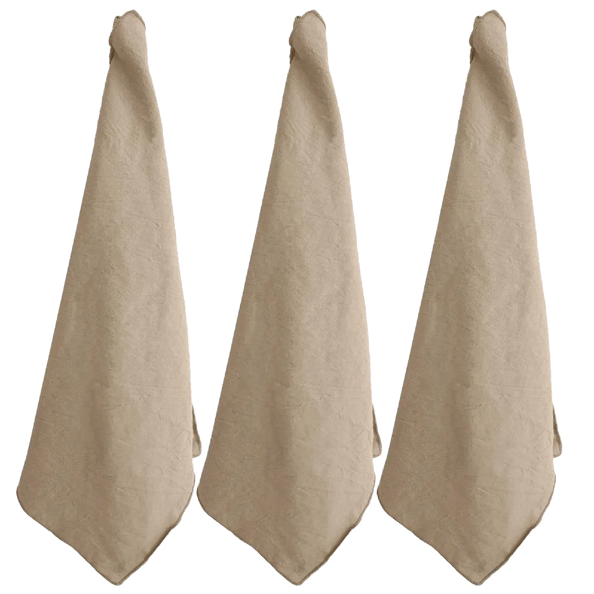 Lot De 3 Torchons De Cuisine Coton 50x70 Cm Hono Marron Camel