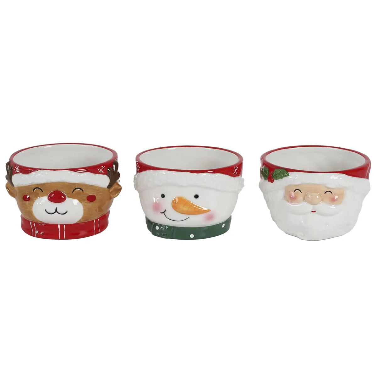Lot De 3 Bols En Relief En Céramique 45 Cl Christmas Time Multicolore
