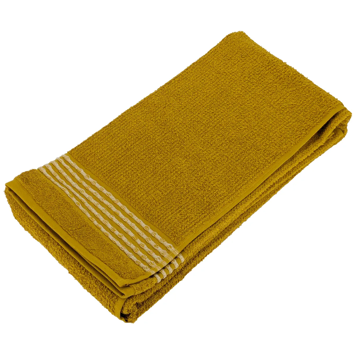 Drap De Douche 70x140 Cm Pur Coton Intense À Bordures Blanches Jaune