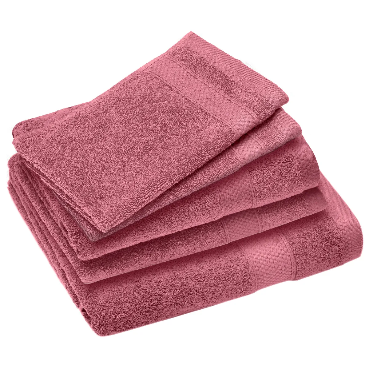 Parure De Bain Coton 550g/m2 Naïa Par Lot De 5 Rose Bois De Rose
