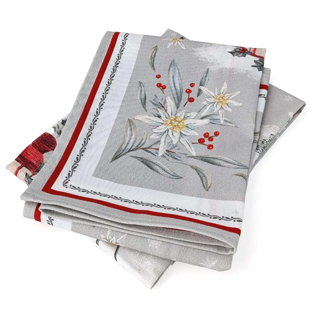 Lot De 2 Torchons De Cuisine 50x70 Cm Coton Les Guets Gris