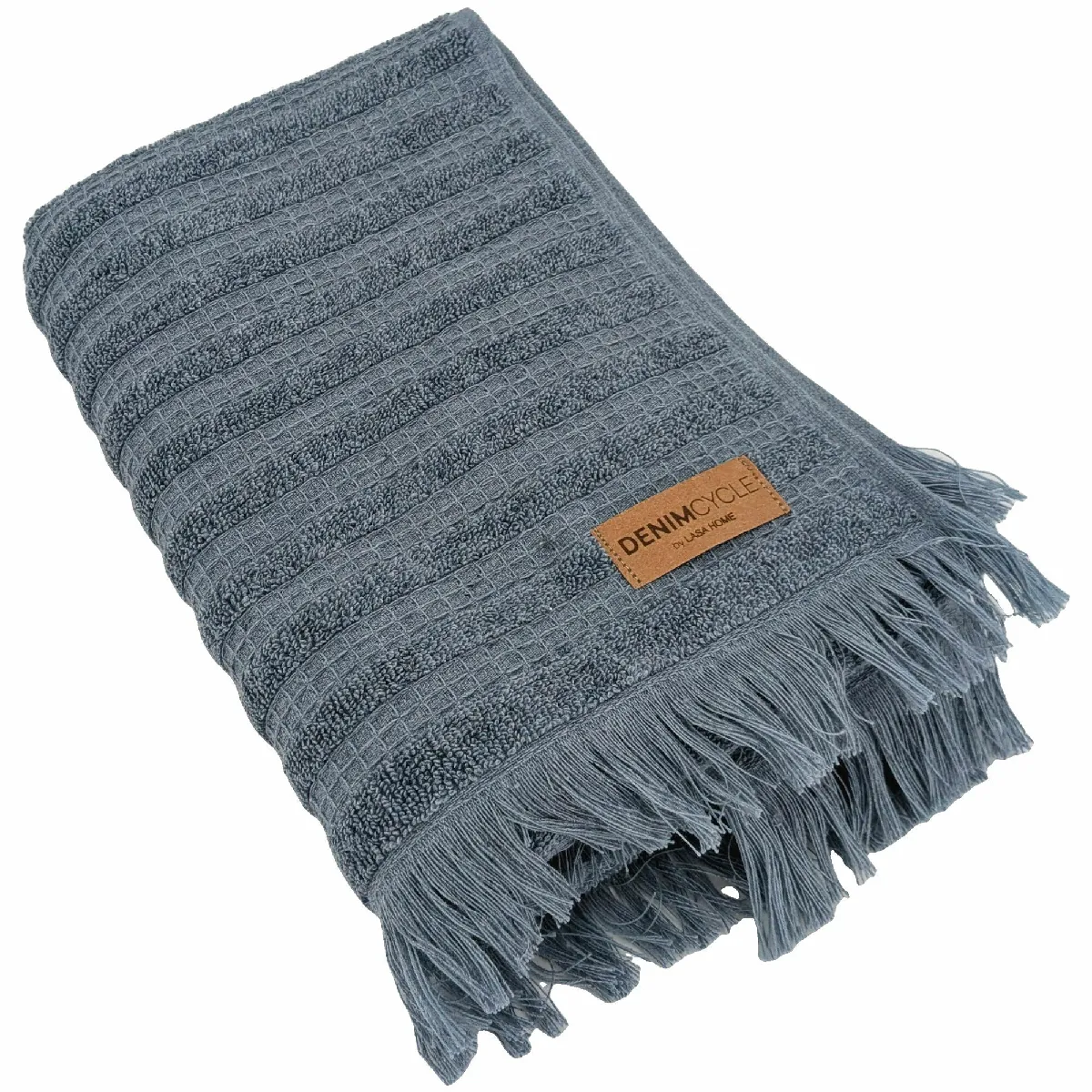 Serviette De Toilette Pur Coton 50x100cm Denim À Rayures Bleu